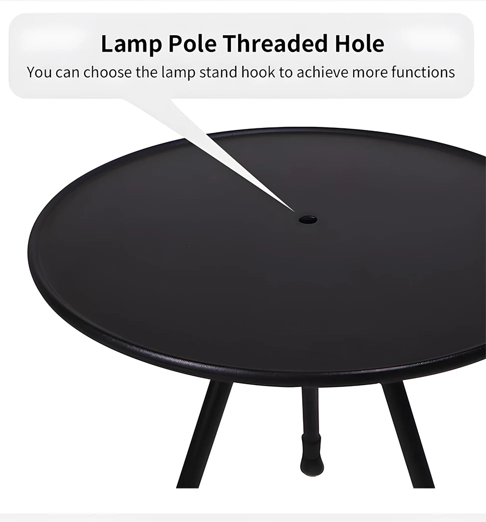 Camping Round Table with Light Stand Ultralight Portable Folding Table with Adjustable Legs