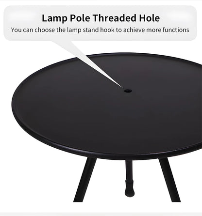 Camping Round Table with Light Stand Ultralight Portable Folding Table with Adjustable Legs