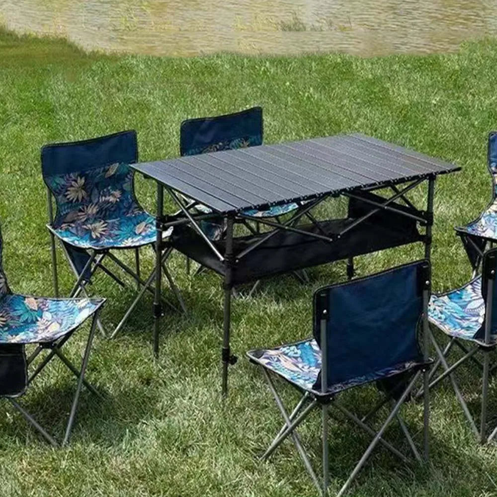 Outdoor Folding Long Table Portable Storage Black Camping Desk