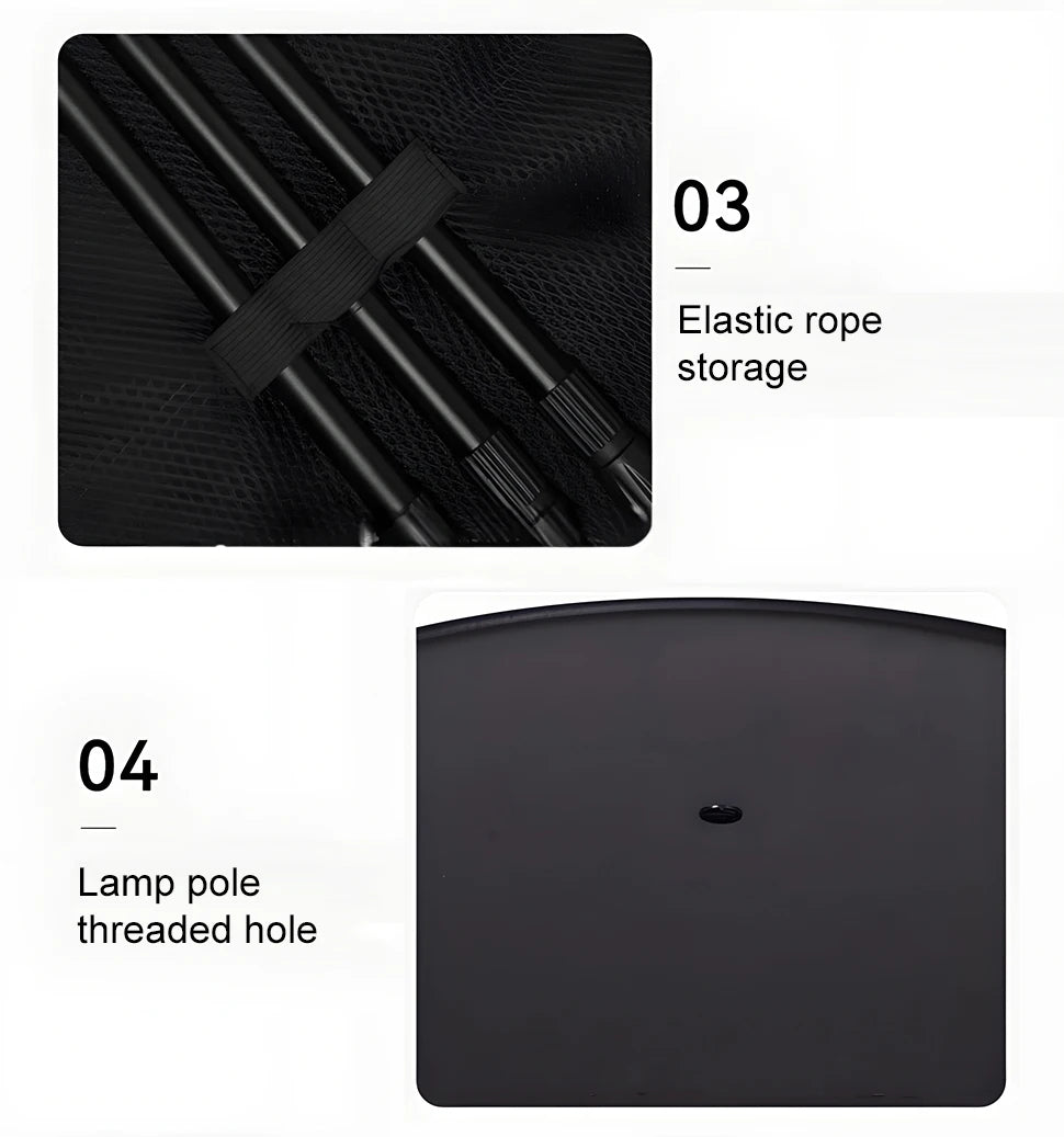 Camping Round Table with Light Stand Ultralight Portable Folding Table with Adjustable Legs