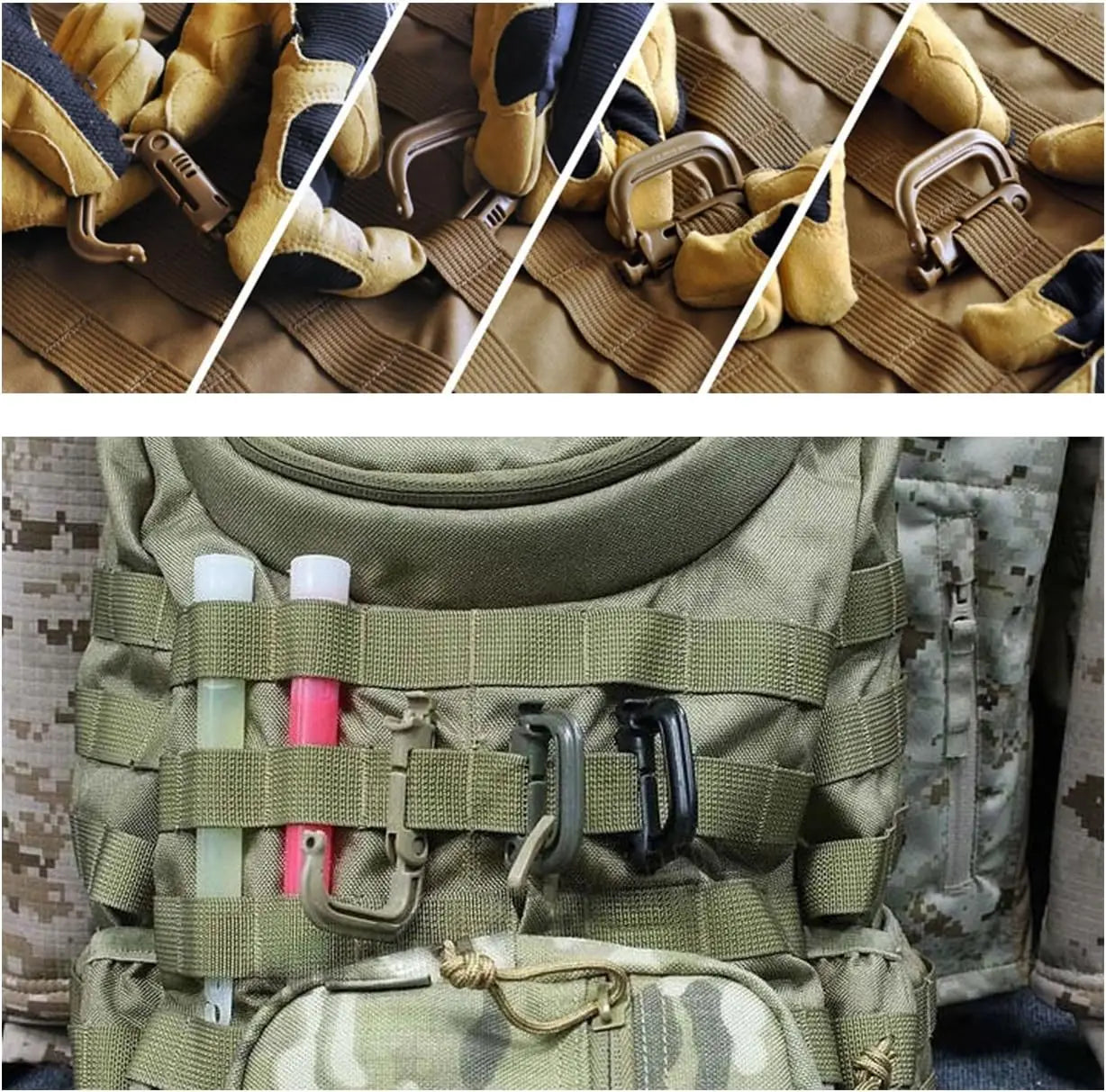 5Pcs Plastic D-Ring Tactical Carabiner